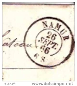 BELGIQUE : 1866:Timbre N°18 Sur:lettre De NAMUR Vers THY-LE-CHATEAU.Belles Oblitérations.Oblit.à Points 64,+Namur Double - 1865-1866 Perfil Izquierdo