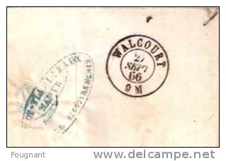 BELGIQUE : 1866:Timbre N°18 sur:lettre de NAMUR vers THY-LE-CHATEAU.Belles oblitérations.Oblit.à points 64,+Namur double