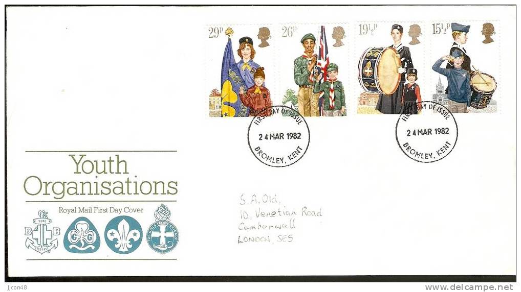 Great Britain 1982  Youth Organisations. FDC.  Bromley,Kent Postmark - 1981-1990 Em. Décimales