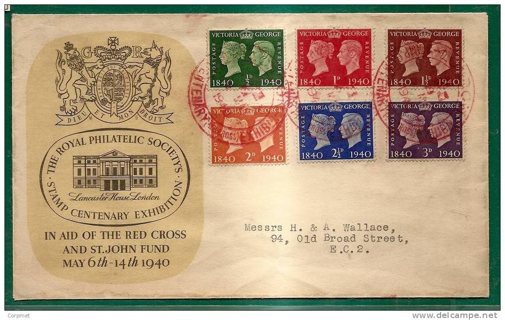 UK - 1949 VF CENTENARY OF FIRST ADHESIVE POSTAGE STAMPS - SG 479/484 - Commemorative FDC - ....-1951 Pre Elizabeth II