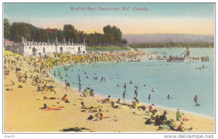 Vancouver BC English Bay Beach C1920s Vintage Postcard - Vancouver