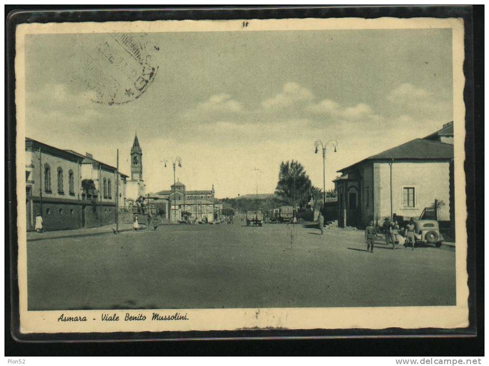 158-ASMARA(ERITREA)-VIALE BENITO MUSSOLINI-EX COLONIE-ANIMATA-1936-FG - Eritrea