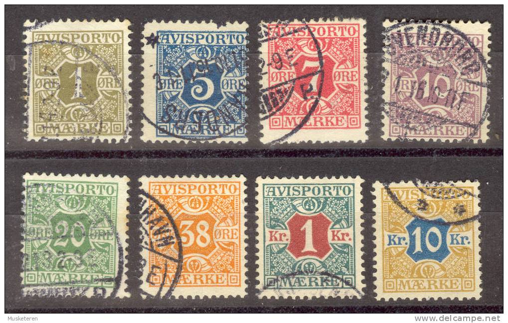 Denmark Newspaper Postage Due Verrechnungsmarken Mi. 1X-6X, 8X, 10X Cat. Value €50,- - Postage Due