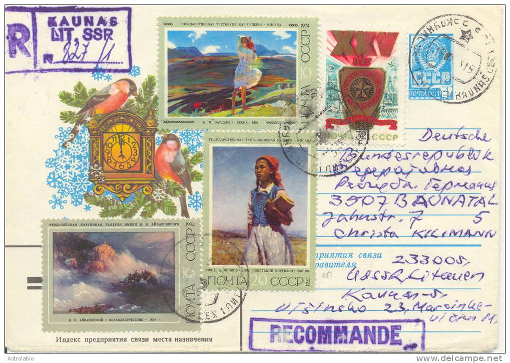 Russie " Pendule " Entier Postal 1988 Recommande - Uhrmacherei