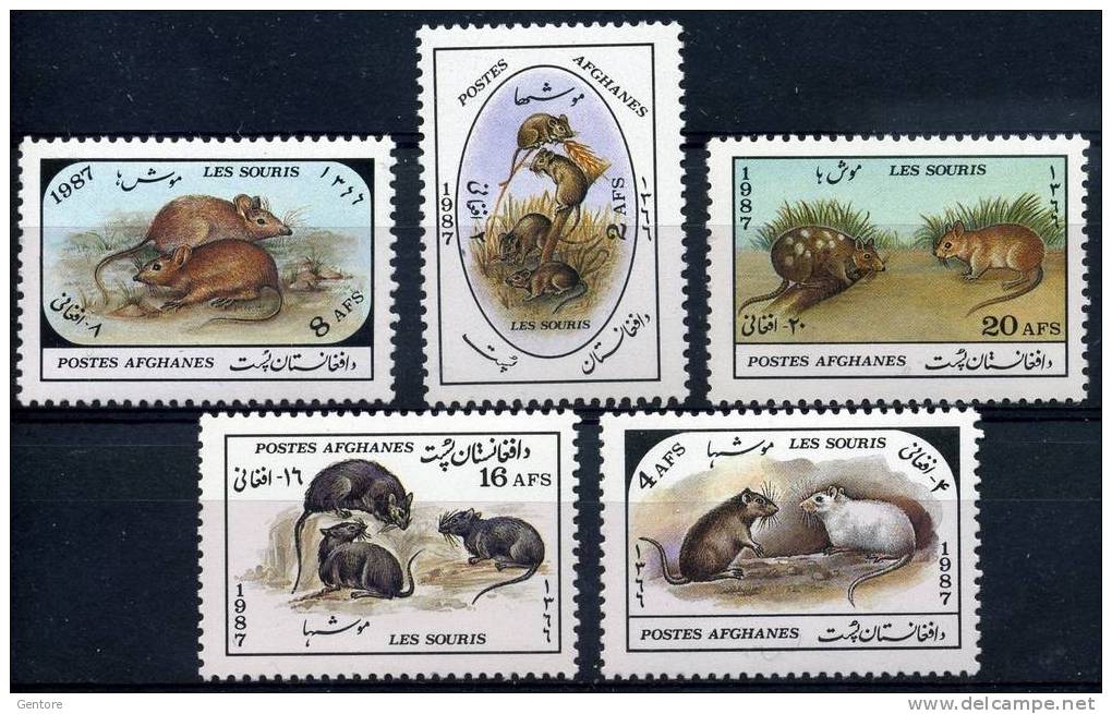 1987 AFGHANISTAN  Mouses Cpl, Set Of 5 Value Cat. Yvert N° 1370/74 Perfect  MNH ** - Rongeurs