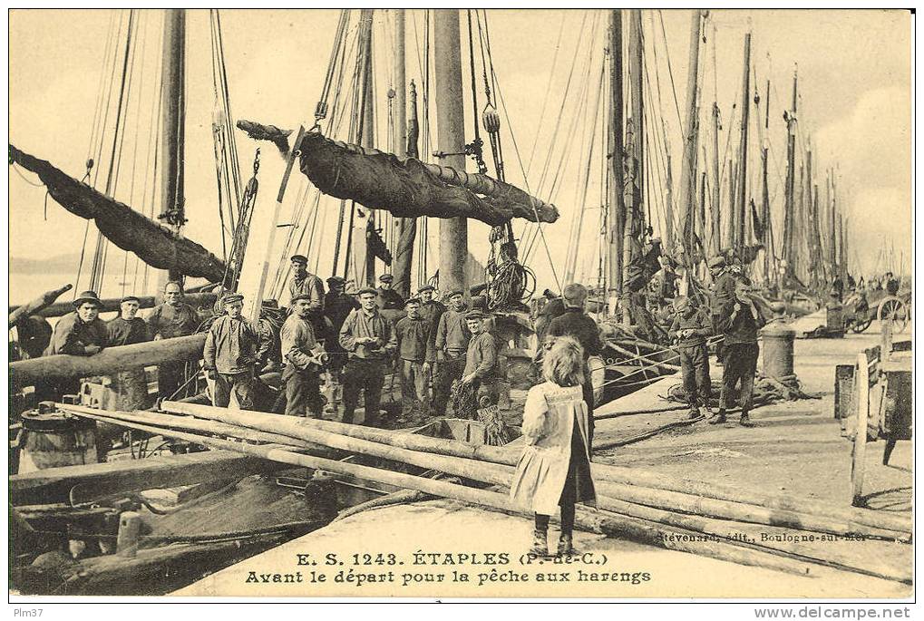 ETAPLES - Avant Le Départ Pour La Pèche Aux Harengs - Groupe De Pécheurs Et Petite Fille - Non Circulé, Parfait état - Etaples