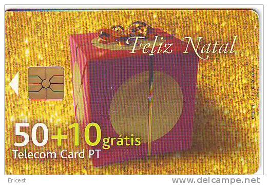 PORTUGAL TELECOM CARD 50 + 10 FELIZ NATAL ETAT COURANT (Traces Légères) - Portugal