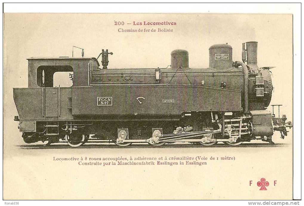 Cp BOLIVIE  LOCOMOTIVE Des Chemins De Fer , Construite Par La Maschinenfabrik Esslingen In - Bolivie