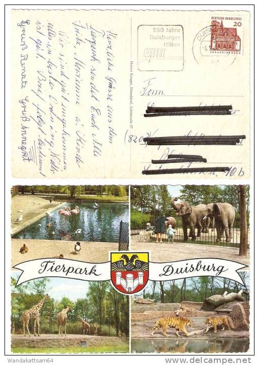 AK Duisburg Tierpark Mehrbildkarte 4 Bilder Mit Wappen Elefanten Tiger -6. 9. 66 - 9 41 DUISBURG 1 Ak  Nach 8201 Vagen - Duisburg