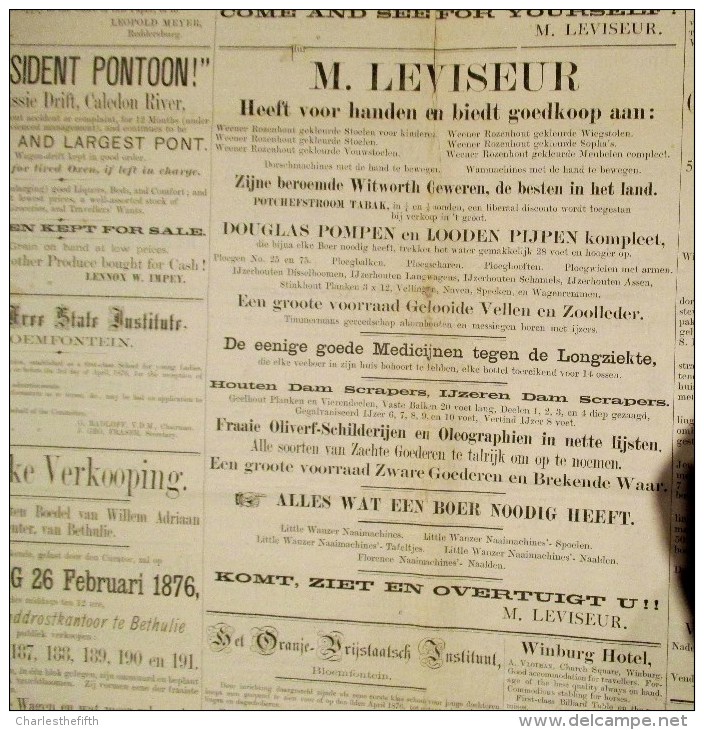 BOER WAR NEWSPAPERS 1875-1880 !! *THE EXPRESS AND ORANGE FREE STATE ADVERTISER * ! DUTCH & ENGLISH ! BRITISH EMPIRE