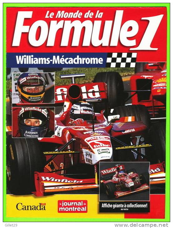 AFFICHE GÉANTE F1 - JACQUES VILLENEUVE - WILLIAMS-MÉCACHROME TEAMS - HEINZ-HARALD FRENTZEN - DIMENSION DE 40 X 52cm - - Automobile - F1