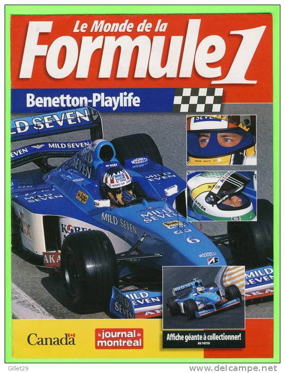 AFFICHE GÉANTE F1 - GIANCARLO FISICHELLA - BENETTON-PLAYLIFE TEAM 1998 - ALEXANDER WURZ - DIMENSION DE 40 X 52cm -  4 PA - Autosport - F1