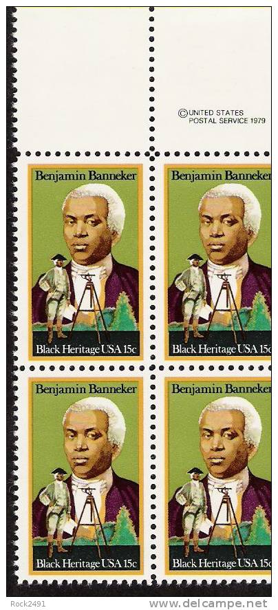 US Scott 1804 - Copyright Block Of 4 - Benjamin Banneker 15 Cent - Mint Never Hinged - Blocs-feuillets