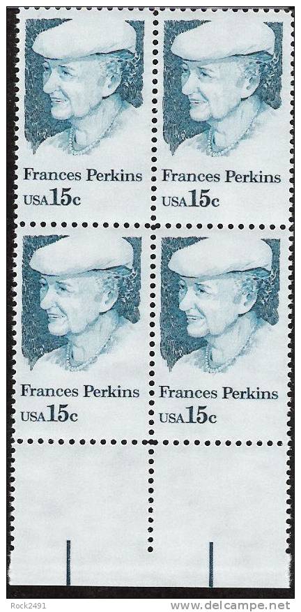 US Scott 1821 - Block Of 4 - Francis Perkins 15 Cent - Mint Never Hinged - Blocs-feuillets