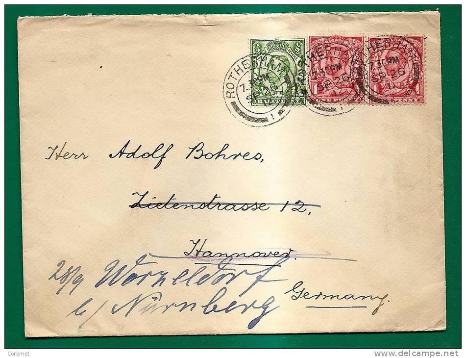 UK - 1912 COVER From ROTHERHAM To GERMANY - Covers & Documents