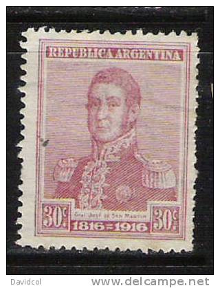 M933.-.ARGENTINIEN / ARGENTINA.- 1916.- MICHEL  # : 196, MINT - GENERAL JOSE DE SAN MARTIN - Unused Stamps