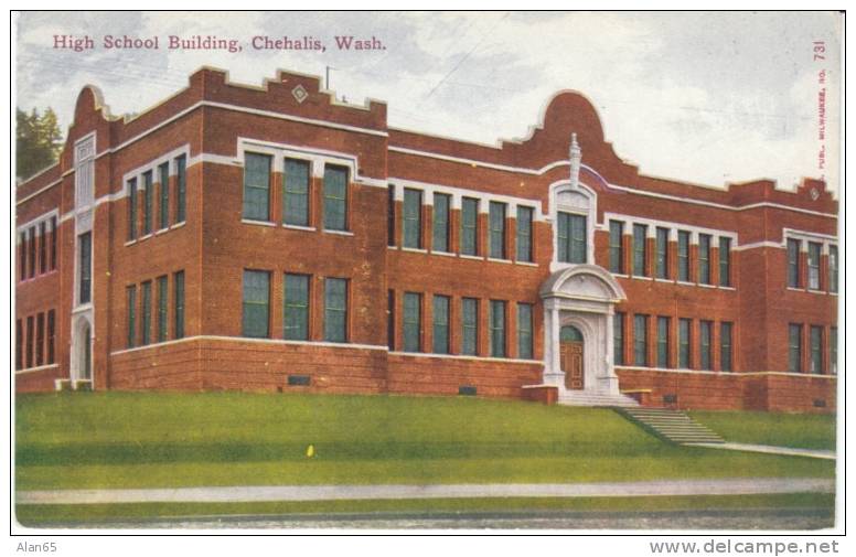 Chehalis WA, Lewis County, High School Building On C1910s/20s Vintage Postcard - Andere & Zonder Classificatie