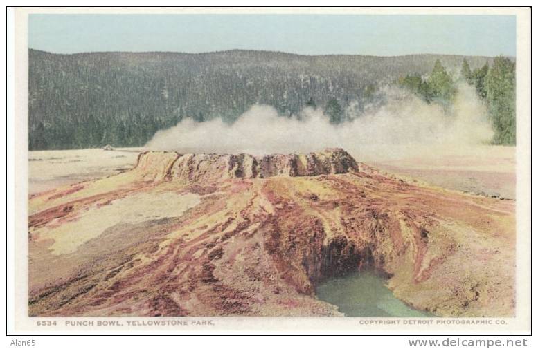 Yellowstone Park, Detroit Photographic Co. Phostint Postcard, Punch Bowl Hot Spring - Parques Nacionales USA