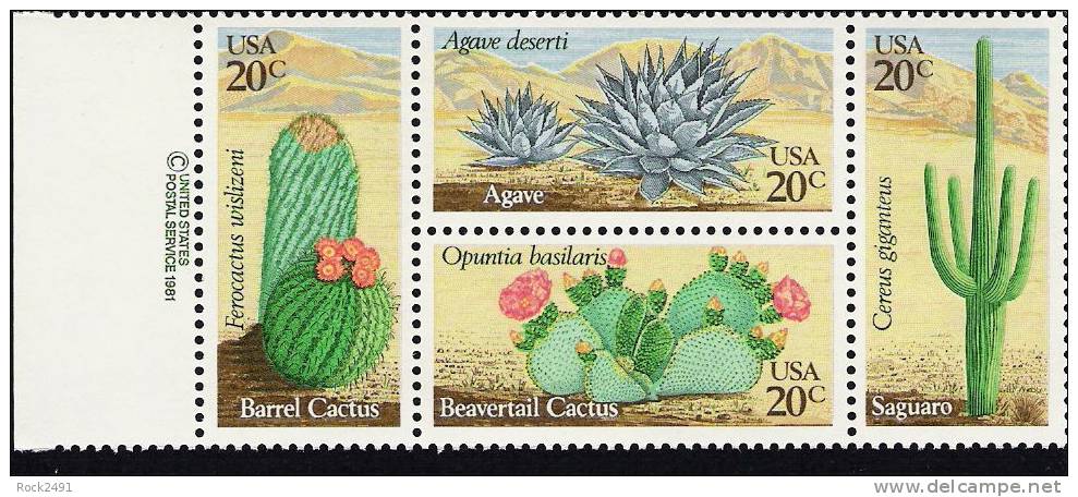 US Scott 1945a (1942 1943 1944 1945) - Copyright Block Of 4 - Desert Plants 20 Cent - Mint Never Hinged - Blocks & Sheetlets