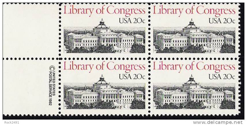 US Scott 2004 - Copyright Block Of 4 - Library Of Congress 20 Cent - Mint Never Hinged - Blocks & Sheetlets