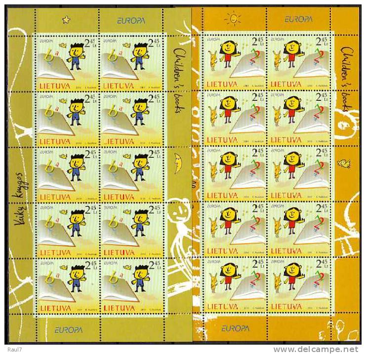 EUROPA - 2010 //  LITHUANIA  // 2 FEUILLETS NEUFS ** (MNH Sheet)  Livres Pour Enfants. - 2010