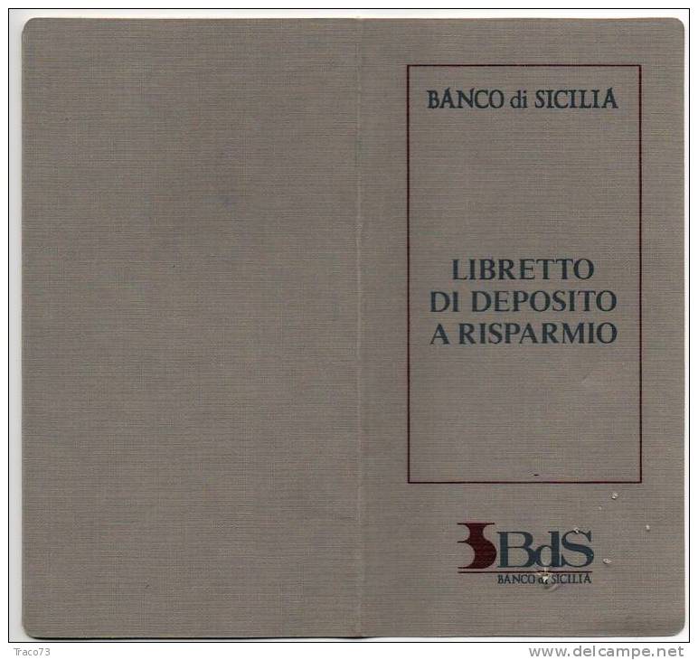 BANCO DI SICILIA -  LIBRETTO DI DEPOSITO A RISPARMIO - Banque & Assurance