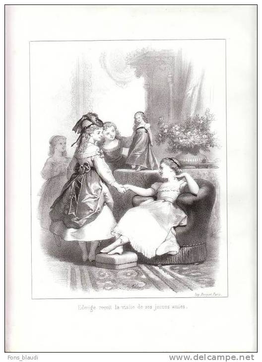 1869 Lithographie Originale De Jules Desandré Enfants Jouant à La Poupée - Dolls