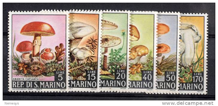 1967 SAN MARINO FUNGHI** MNH  SERIE COMPLETA  SASS S139 - Neufs