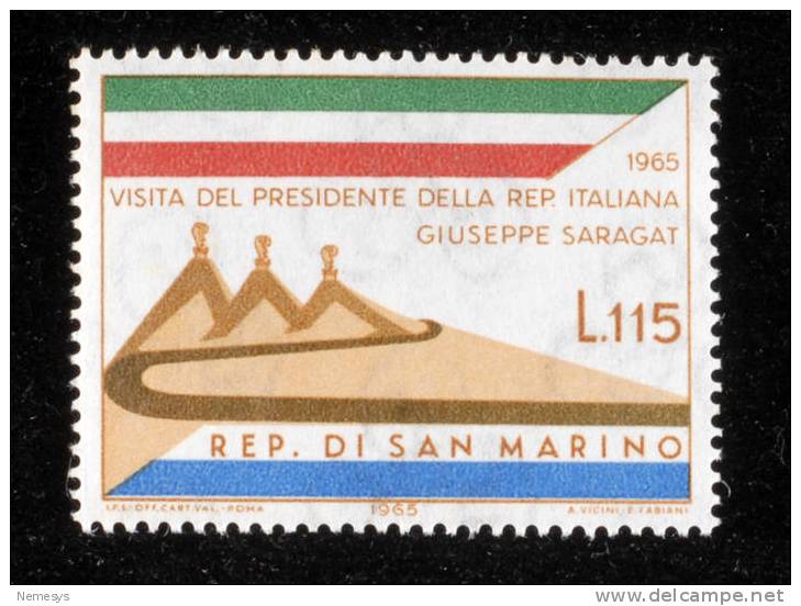 1965 SAN MARINO VISITA DEL PRESIDENTE ITALIANO**  MNH  SASS 704 - Neufs