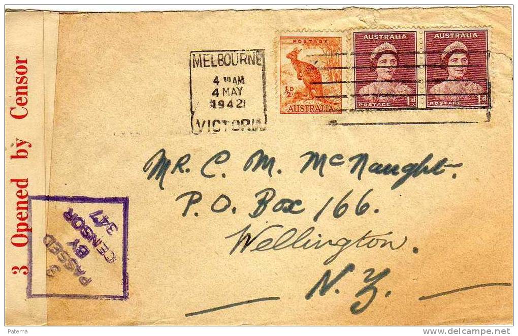 3351 Carta, MELBOURNE ( Australia) 1942.  Censura, Censor 347 - Briefe U. Dokumente