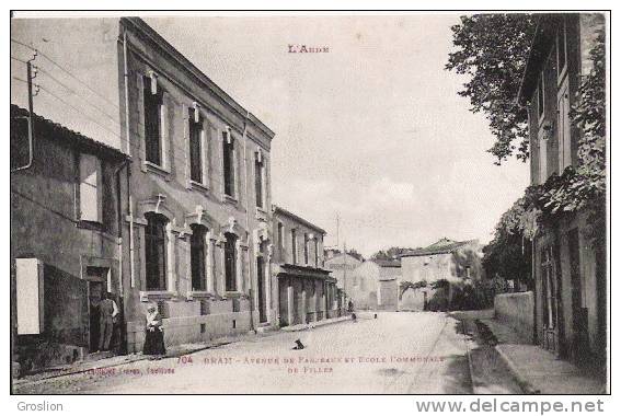 BRAM 704 AVENUE DE FANJEAUX ET ECOLE COMMUNALE DE FILLES 1915 (PETITE ANIMATION) - Bram