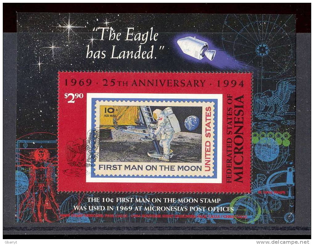 Micronesia Scott C49 MNH VF Souvenir Sheet Space First Man On The Moon. 25th Ann. - Micronésie