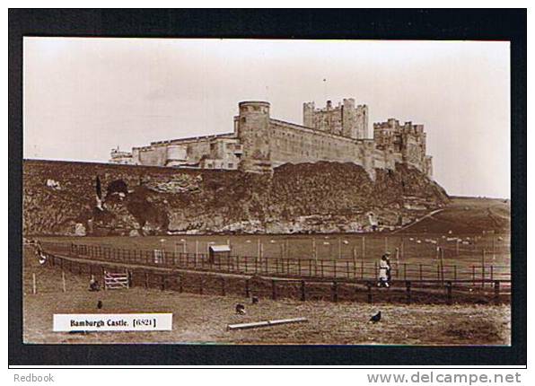 Super Early Johnston's Monarch Real Photo Postcard Bamburgh Castle Northumberland - Ref 377 - Other & Unclassified