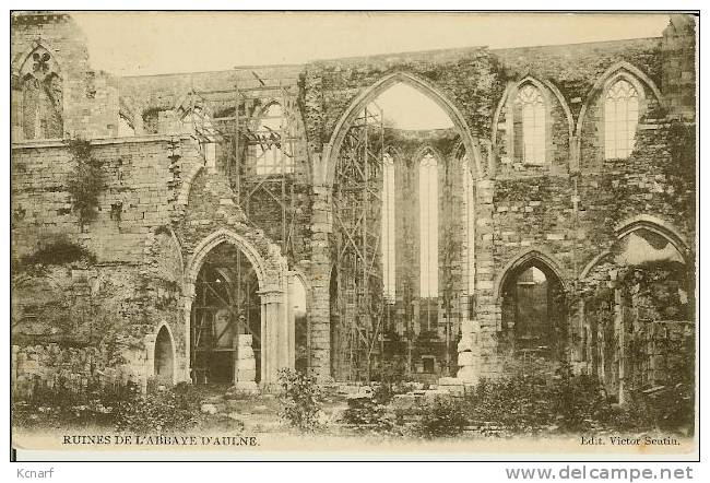 CP De L'ABBAYE D'AULNE " Ruines De L'abbaye D'aulne " Avec Cachet Relais De LANDELIES . - Thuin