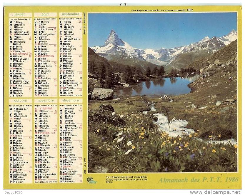 Calendriers Des PTT 1986 Saone Et Loire - Grossformat : 1981-90