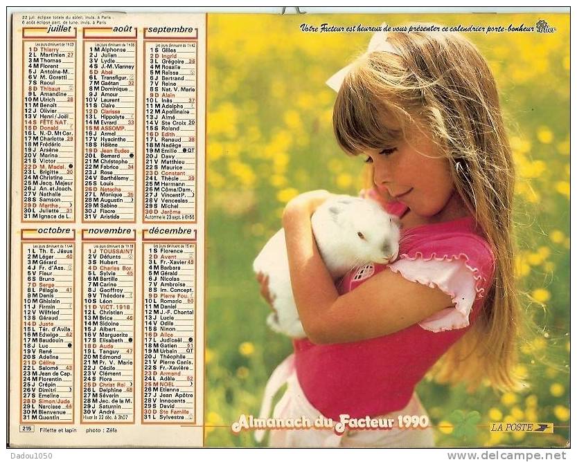 Calendriers Des PTT 1990 Saone Et Loire - Grossformat : 1981-90