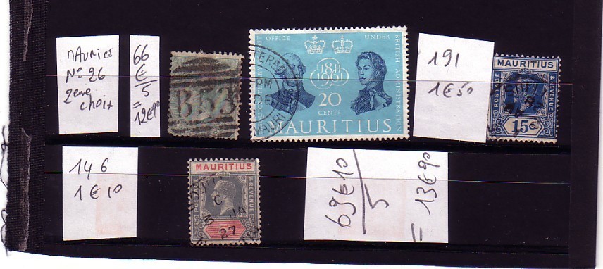 MAURICE MAURITIUS GRANDE BRETAGNE COLONIE ANGLAISE N° 26  2EME CHOIX COTE 1992 69€10 TRES BEAUX CACHETS RONDS LOT N2 - Mauritius (1968-...)