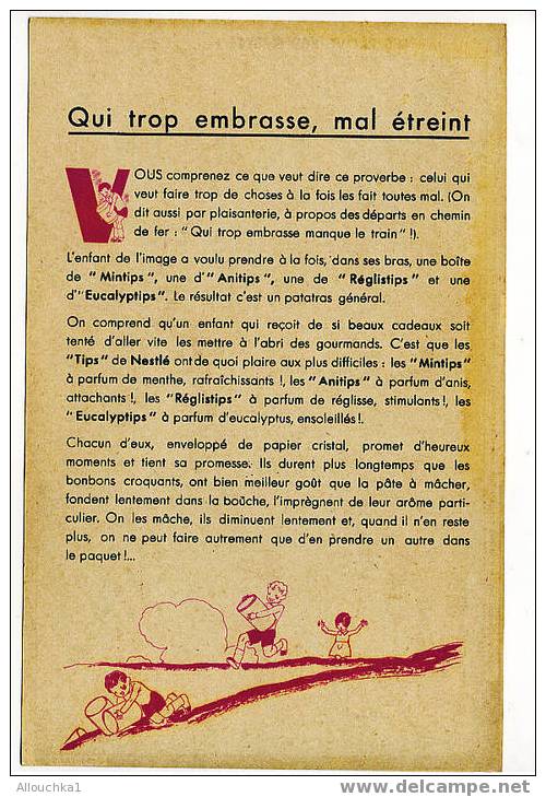CHROMO VERITABLE PUBLICITE & IMAGE NESTLE A COLLECTIONNER PROVERBES  CELEBRES  DIVERS SUPERBE!!!! - Nestlé
