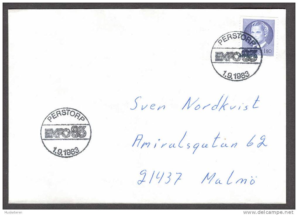 Sweden Special Cancel Cover 1983 PERSTORP EXPO 83 King Carl XVI (Cz. Slania) - Briefe U. Dokumente