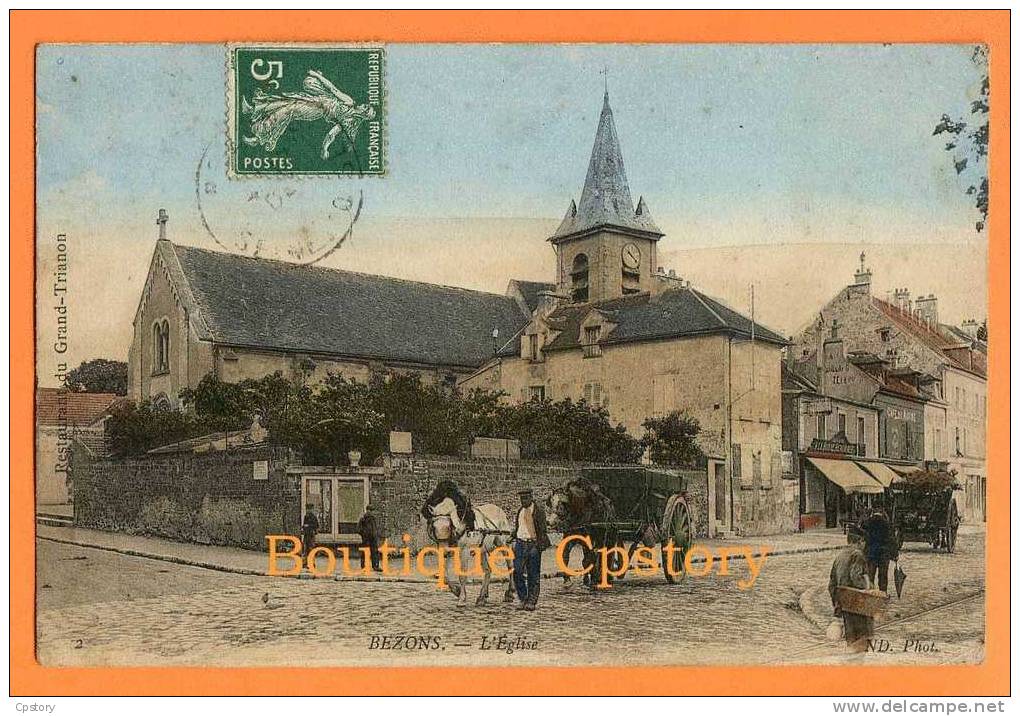 95 - BEZONS - L´Eglise - Belle Carte Colorisée - Bezons