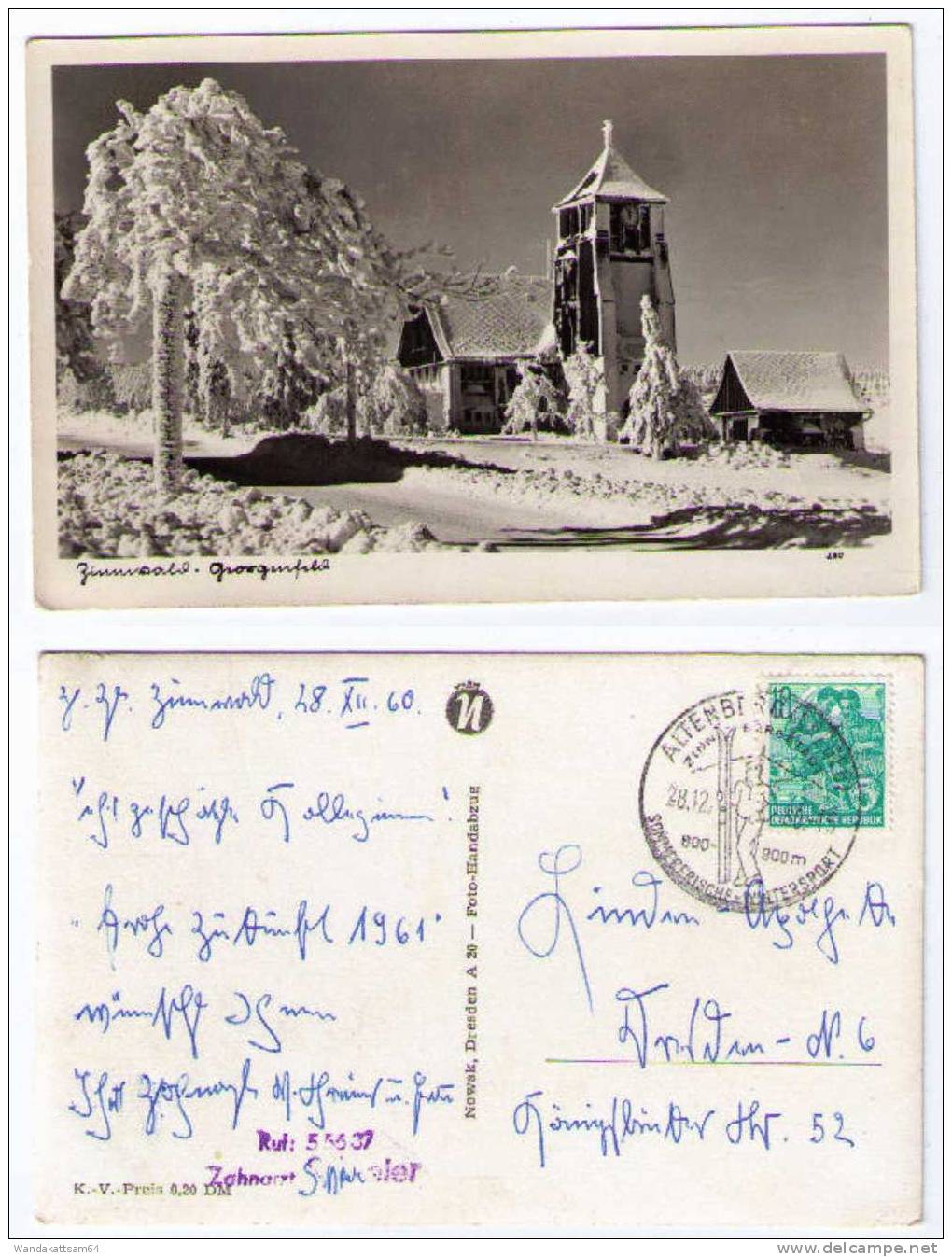 AK Zinnwald - Georgenfeld Evang. Lutherische Kirche Im Winter 28.12.60 - 15 ALTENBERG (ERZGEB) ZINN - BERGSTADT Dresden - Altenberg