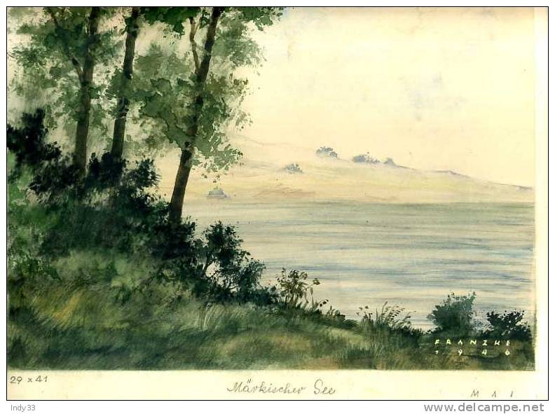 - MÄRKISCHER SEE . AQUARELLE TITREE SIGNEE ET DATEE 1946 - Wasserfarben