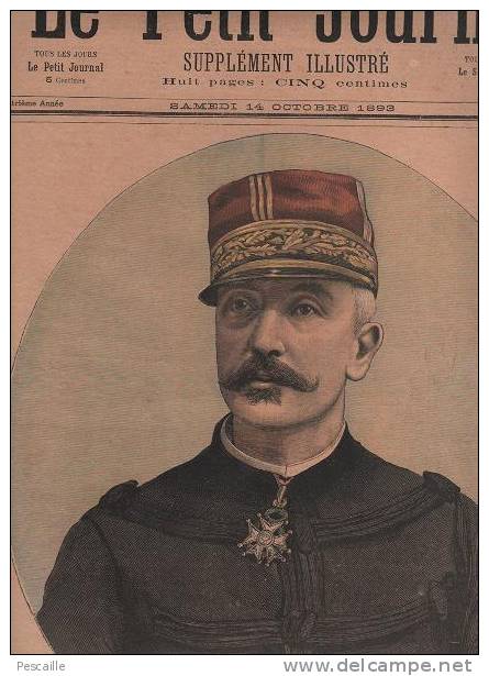LE PETIT JOURNAL 14 OCTOBRE 1893 - Gal LE MOUTON DE BOISDEFFRE - PORT DE TOULON - - Le Petit Journal