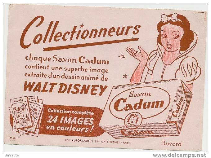 Buvard  Savon CADUM  PUB Walt Disney .BLANCHE NEIGE . - Food