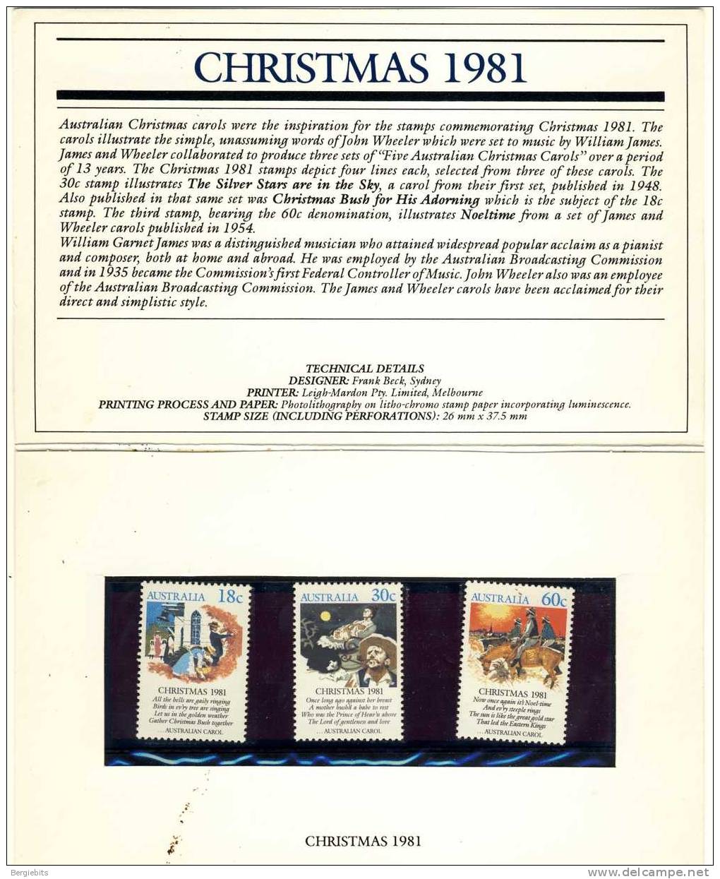 1981 Australia Christmas MNH Presentation Pack As Issued By The Post Office - Ungebraucht