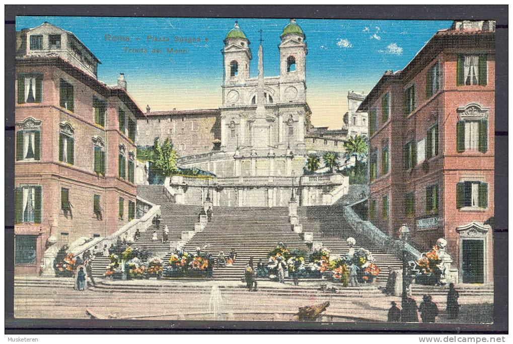 Italy Rome Roma -  Piazza Spagna & Trinita Del Mont Old Postcard Postkarte Cartolina Postale Mint - Places & Squares