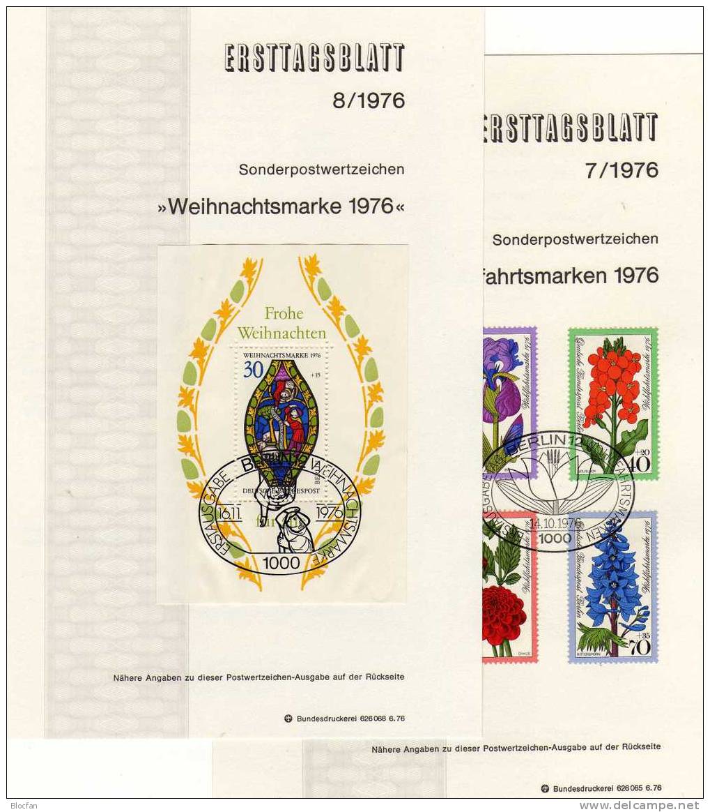 ETB IV.Quartal 1976 Gartenblumen Weihnachten Landschaft Berlin 524-531 SST 4€ Berliner Ersttagsblatt Document Of Germany - Briefe U. Dokumente