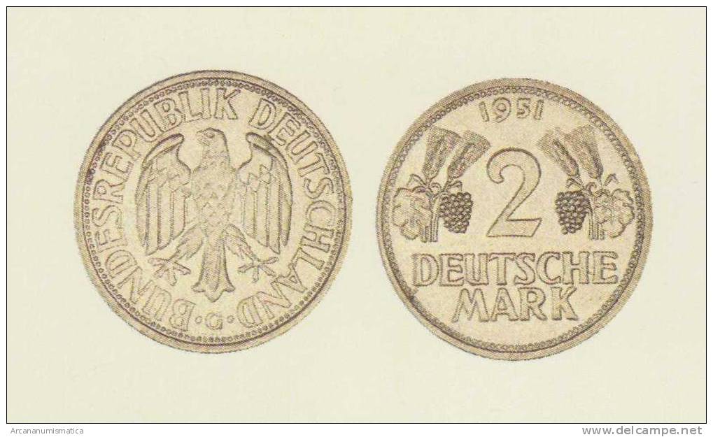 ALEMANIA  2 MARCOS  1951 G(Karlsruhe)  KM#111  EBC/XF   DL-7131 - 2 Marchi