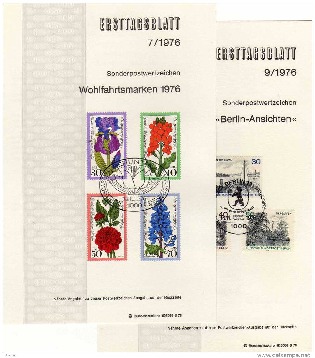 ETB IV. Quartal 1976 Gartenblumen, Weihnachten, Landschaften Berlin 524-531 SST 4€ - 1e Dag FDC (vellen)