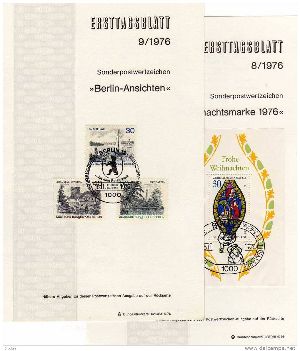 ETB IV. Quartal 1976 Gartenblumen, Weihnachten, Landschaften Berlin 524-531 SST 4€ - 1st Day – FDC (sheets)